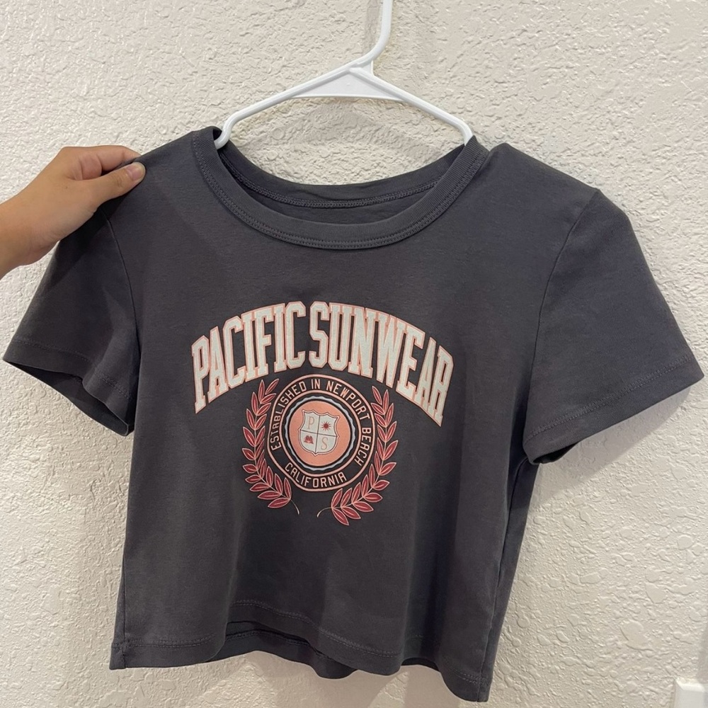 PacSun Pacific Sunwear Dark Gray Faded Crop Top.